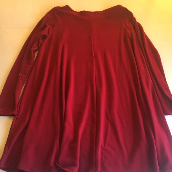 "dina be" Deep Red Tunic Length Dress (M) - Picture 1 of 4